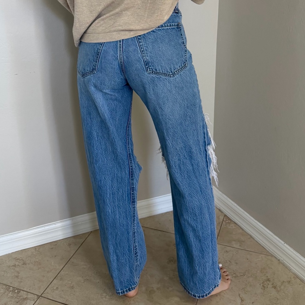 Blue Distressed Wide-Leg Jeans - Aeropostale - Picture 3 of 4